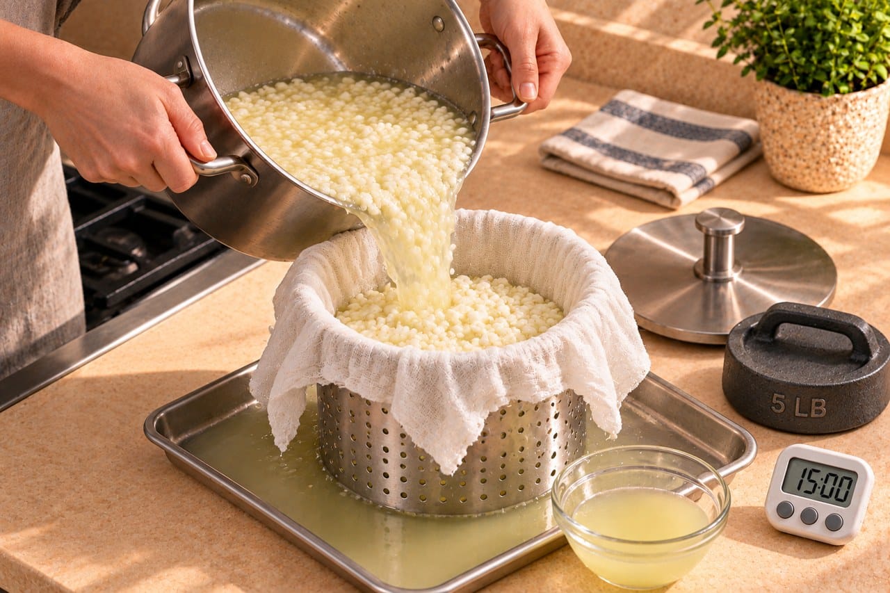 Parmesan cheesemaking step 9
