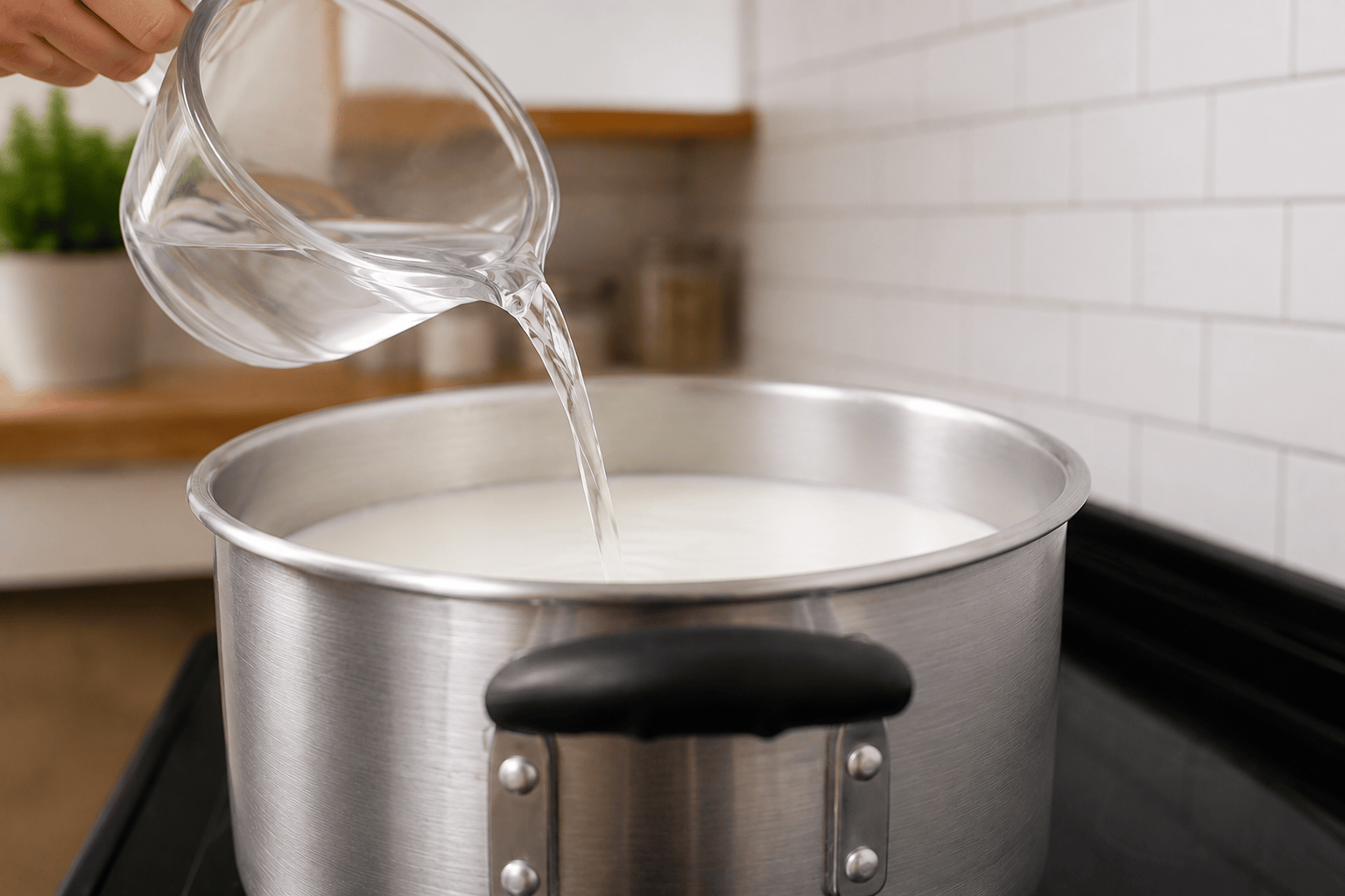 Rennet stirred into milk
