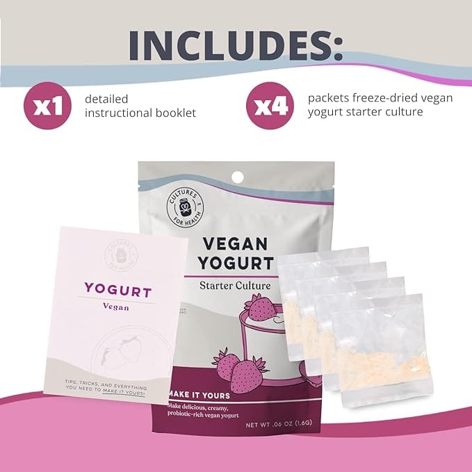 Includes of Vegan Yogurt Starter Culture