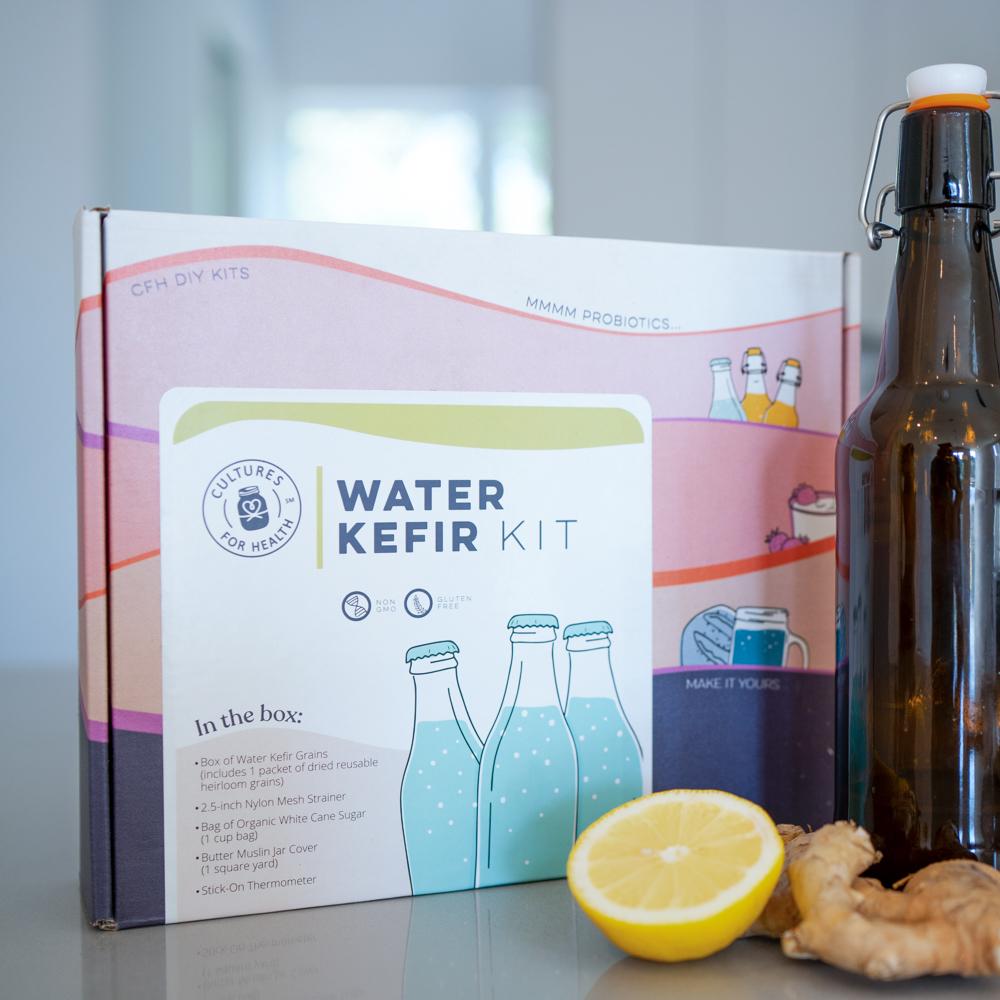 Kefir Water Kefir Starter Kit with Lemon, Ginger and Bottle