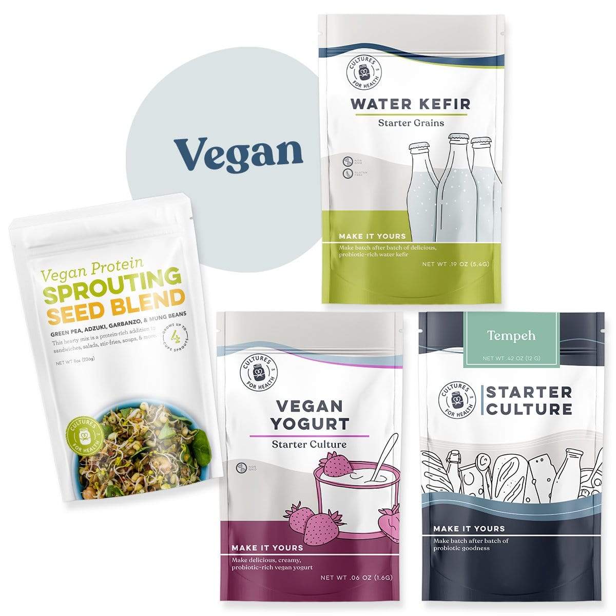 Yogurt, Tempeh & Soy, Kefir, Sprouting Vegan Bundle