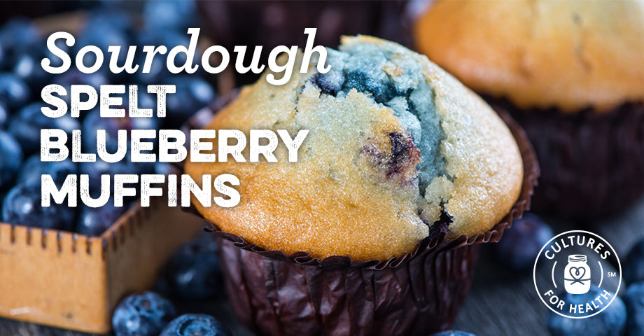 Recipe: Sourdough Honey-Sweetened Blueberry Spelt Muffins