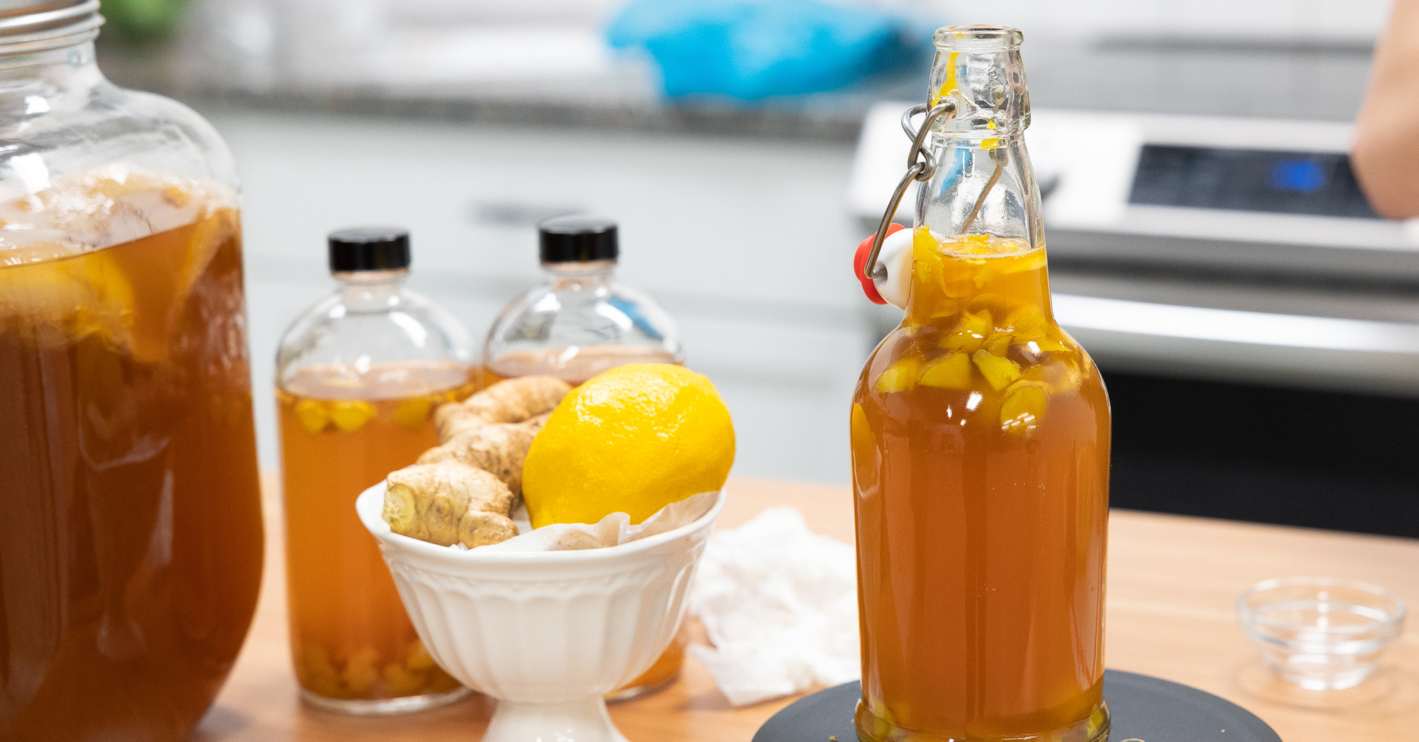 Ginger Lemon Kombucha Recipe:  Simple Ginger Kombucha at Home