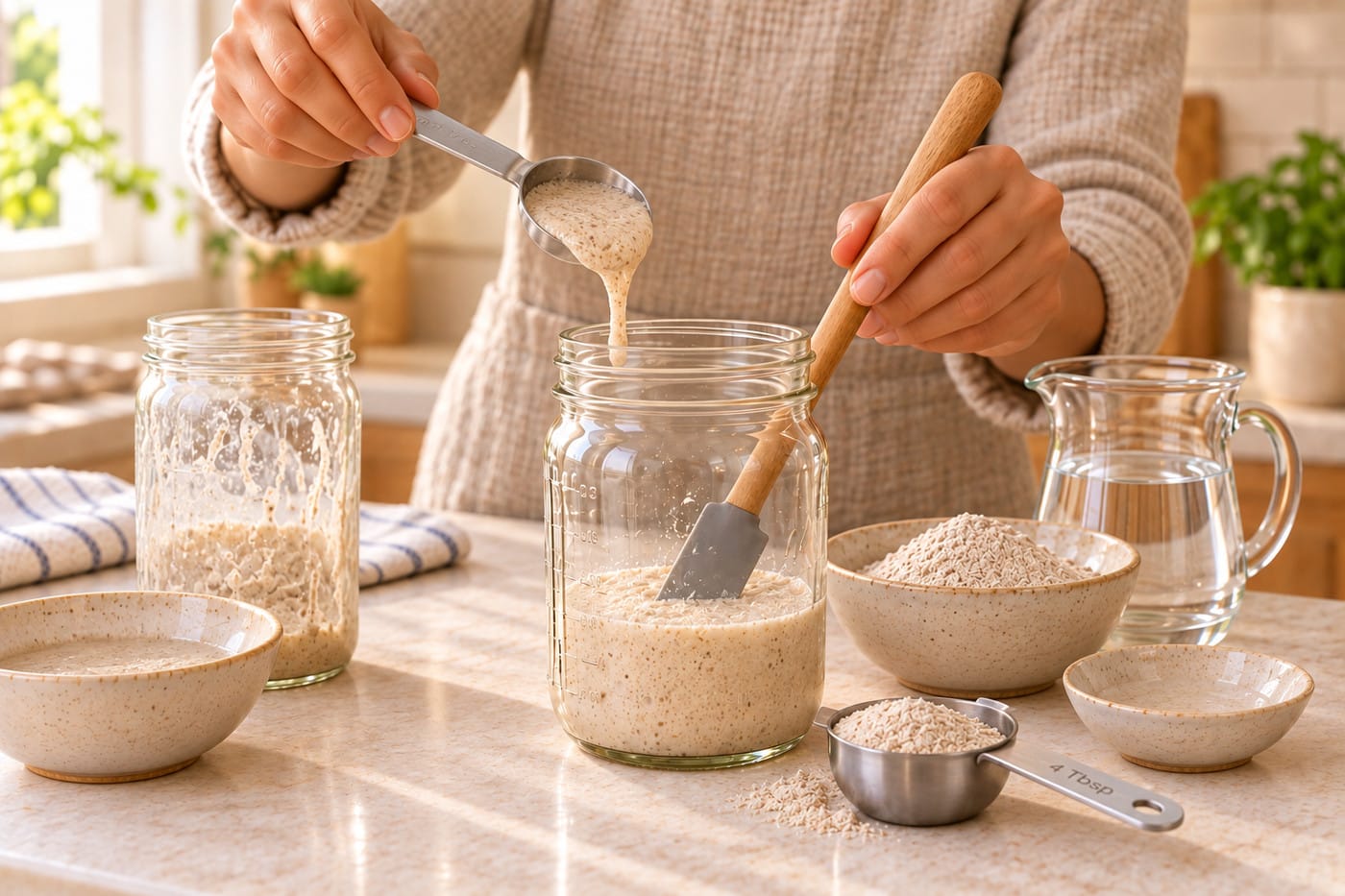 Rye sourdough starter activation step 3: build the culture