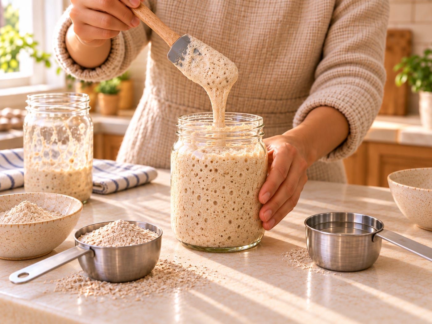 Rye sourdough starter activation step 6: repeat until active