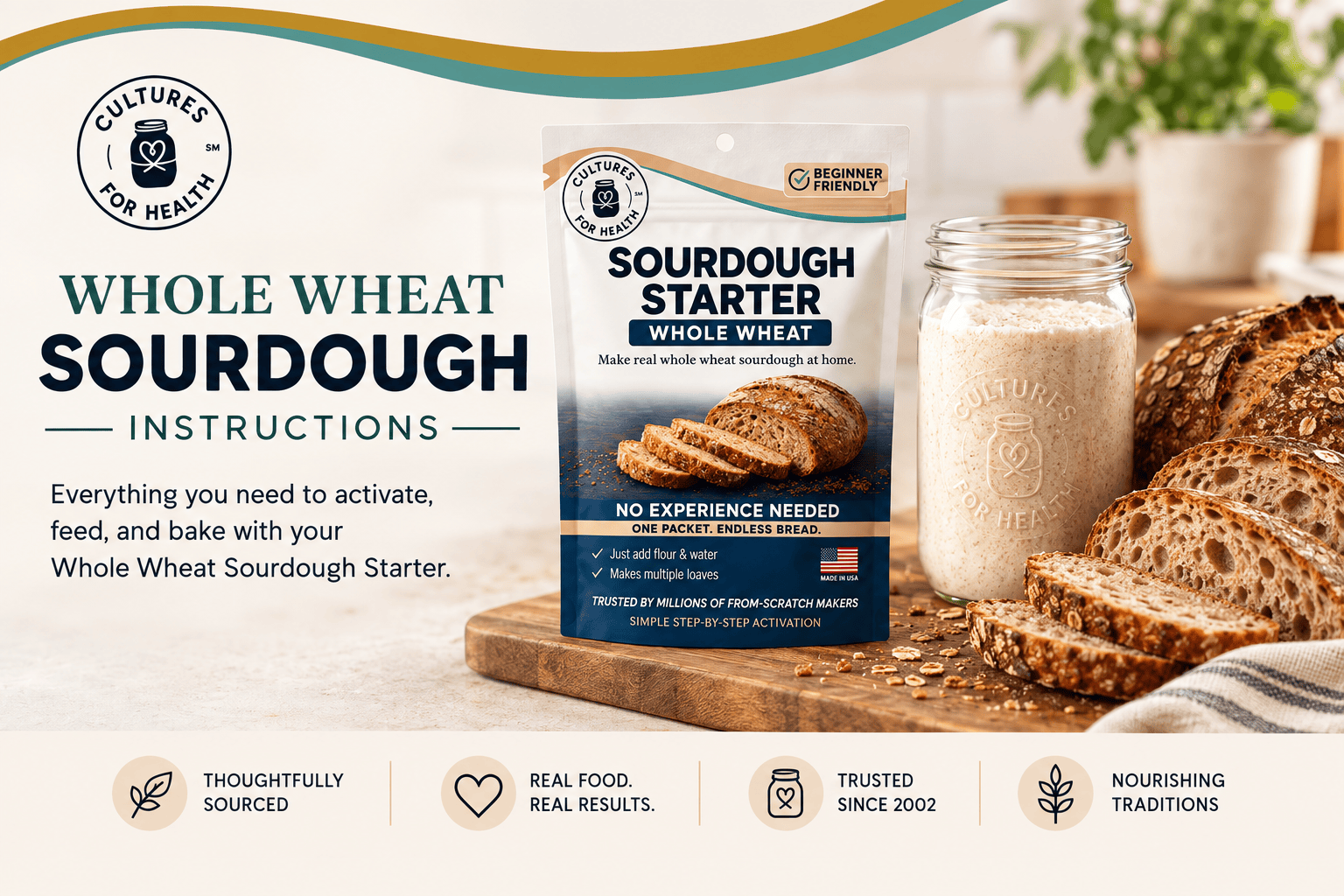 Cultures for Health Whole Wheat Sourdough Starter instructions
