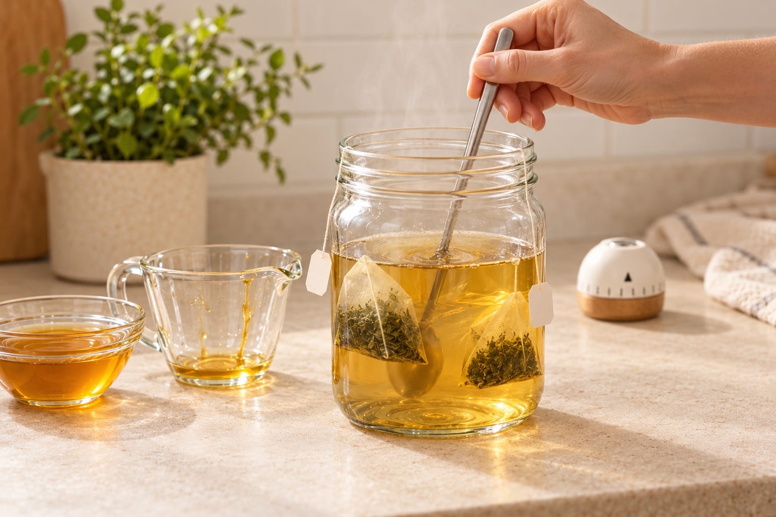 JUN brewing step 1: Prepare the honey tea