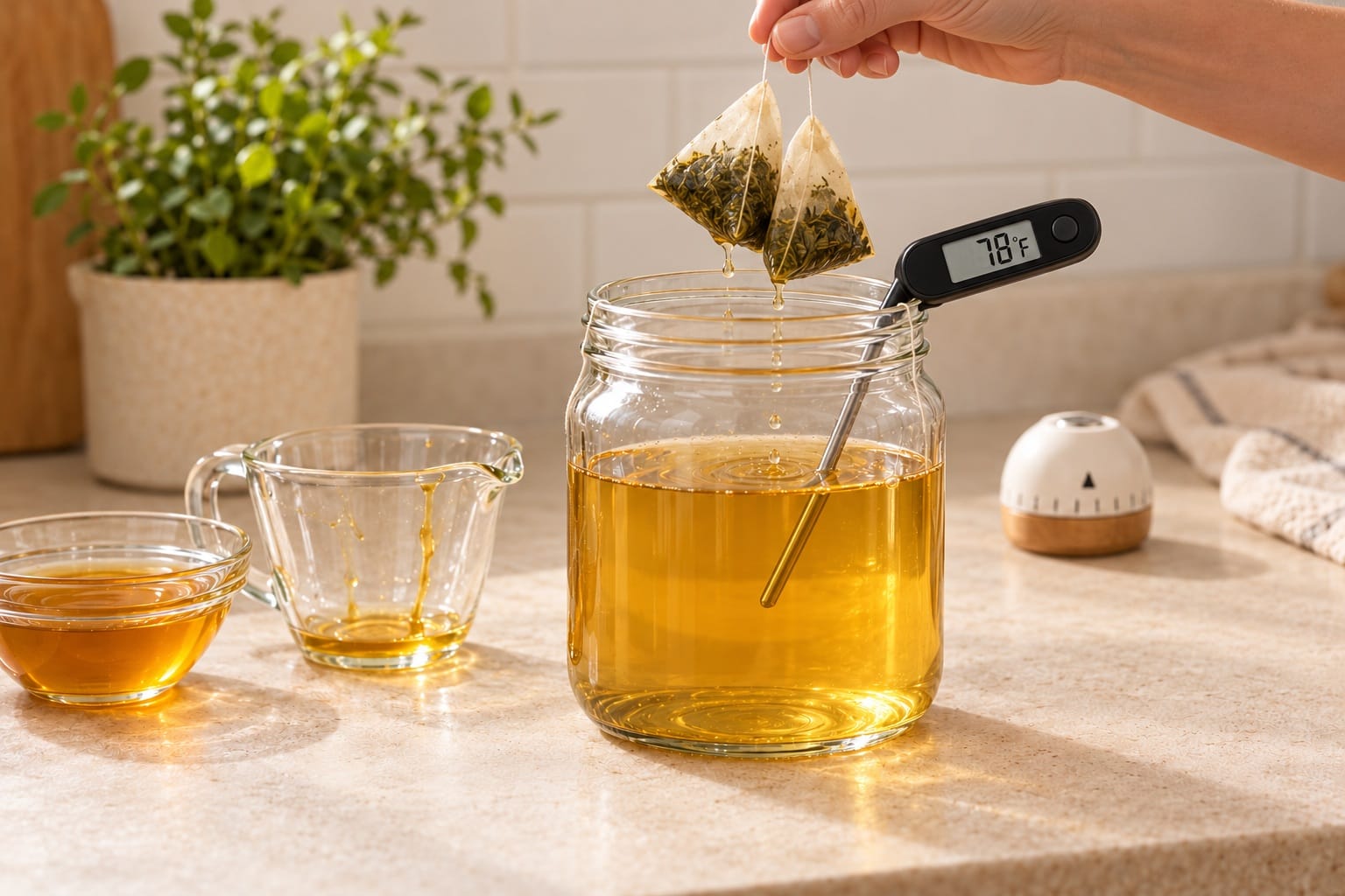 JUN brewing step 2: Cool and remove the tea