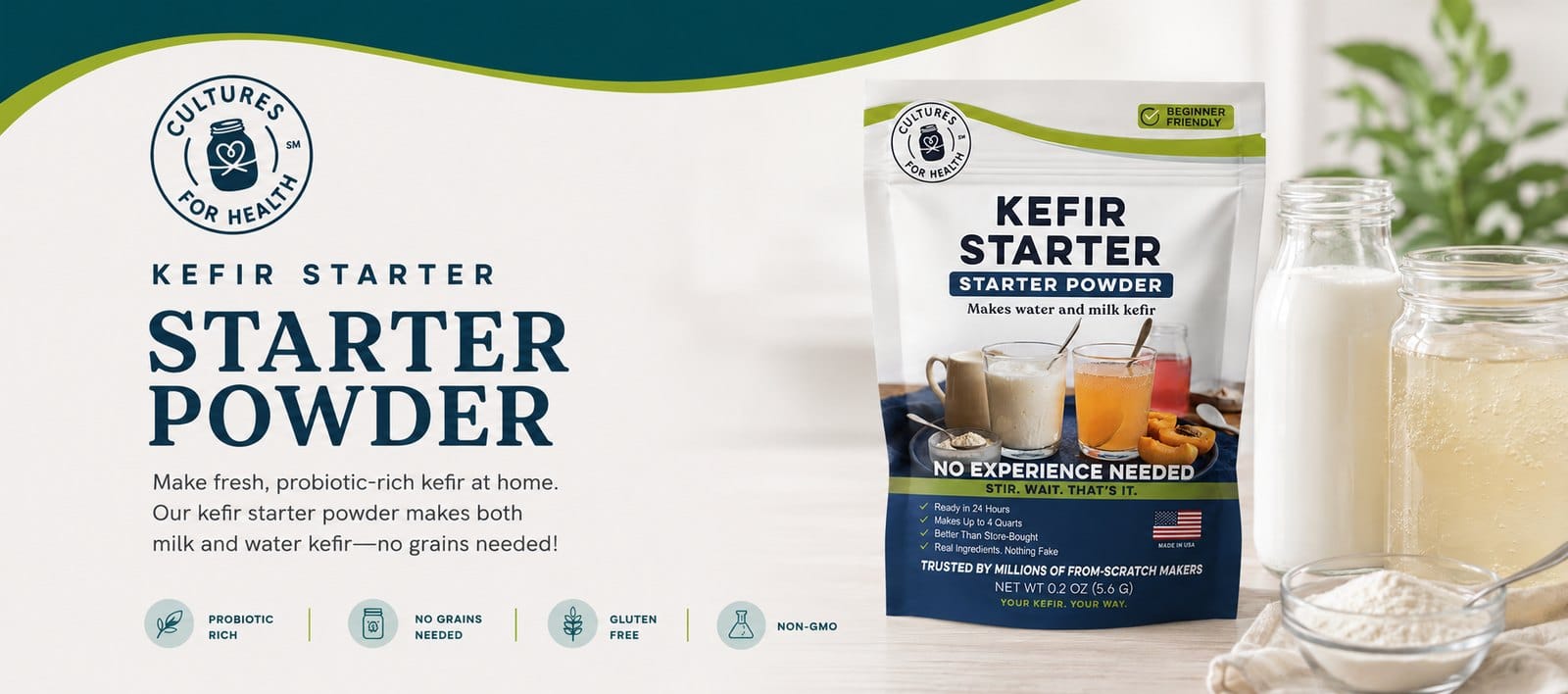 Cultures for Health Kefir Starter Powder instructions banner