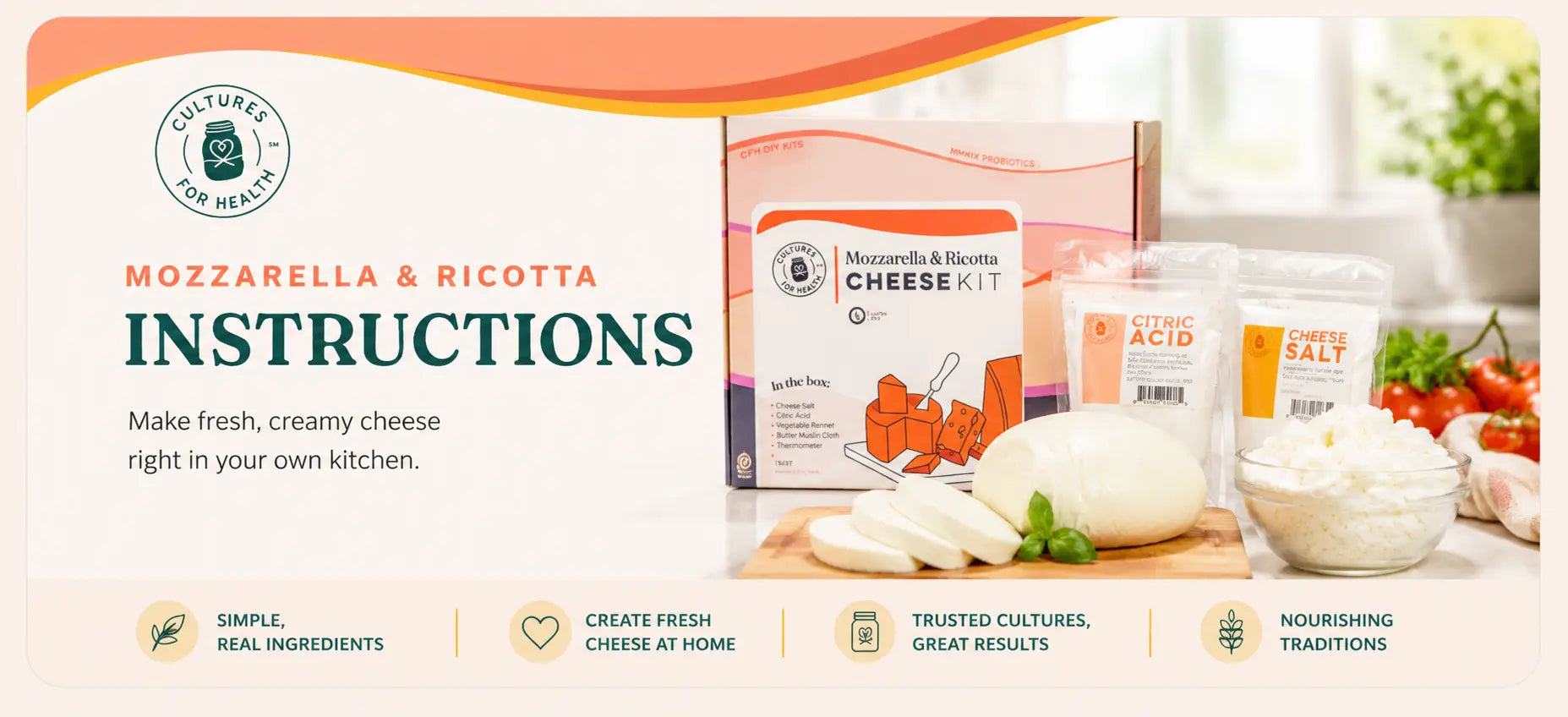 Mozzarella and Ricotta cheese instructions