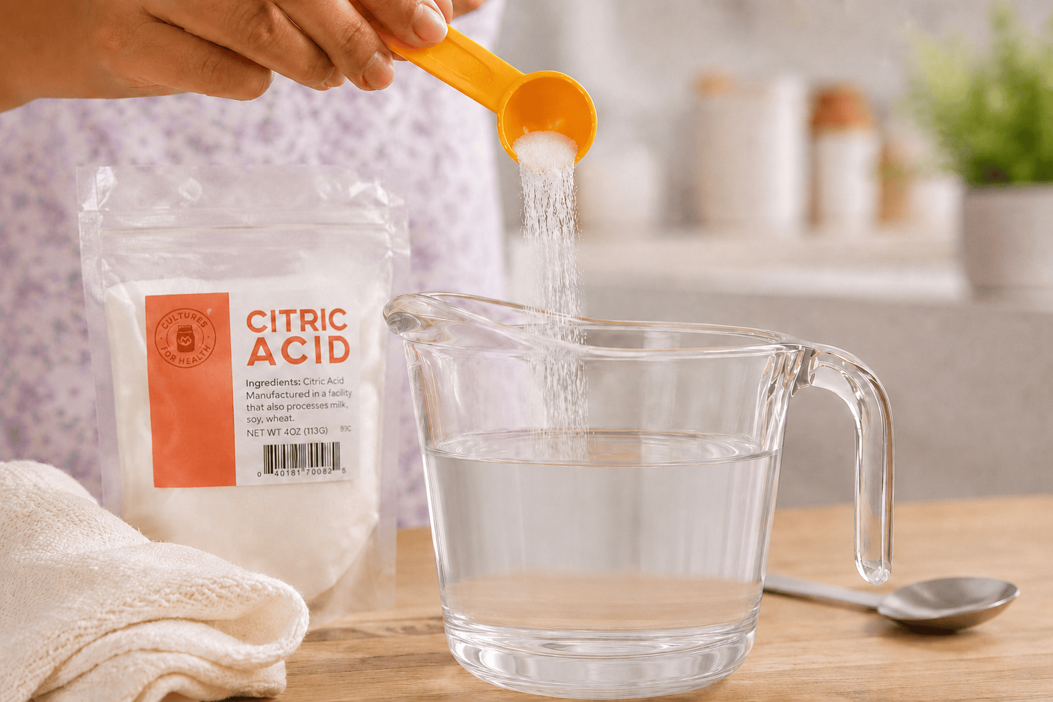 Citric acid added to water