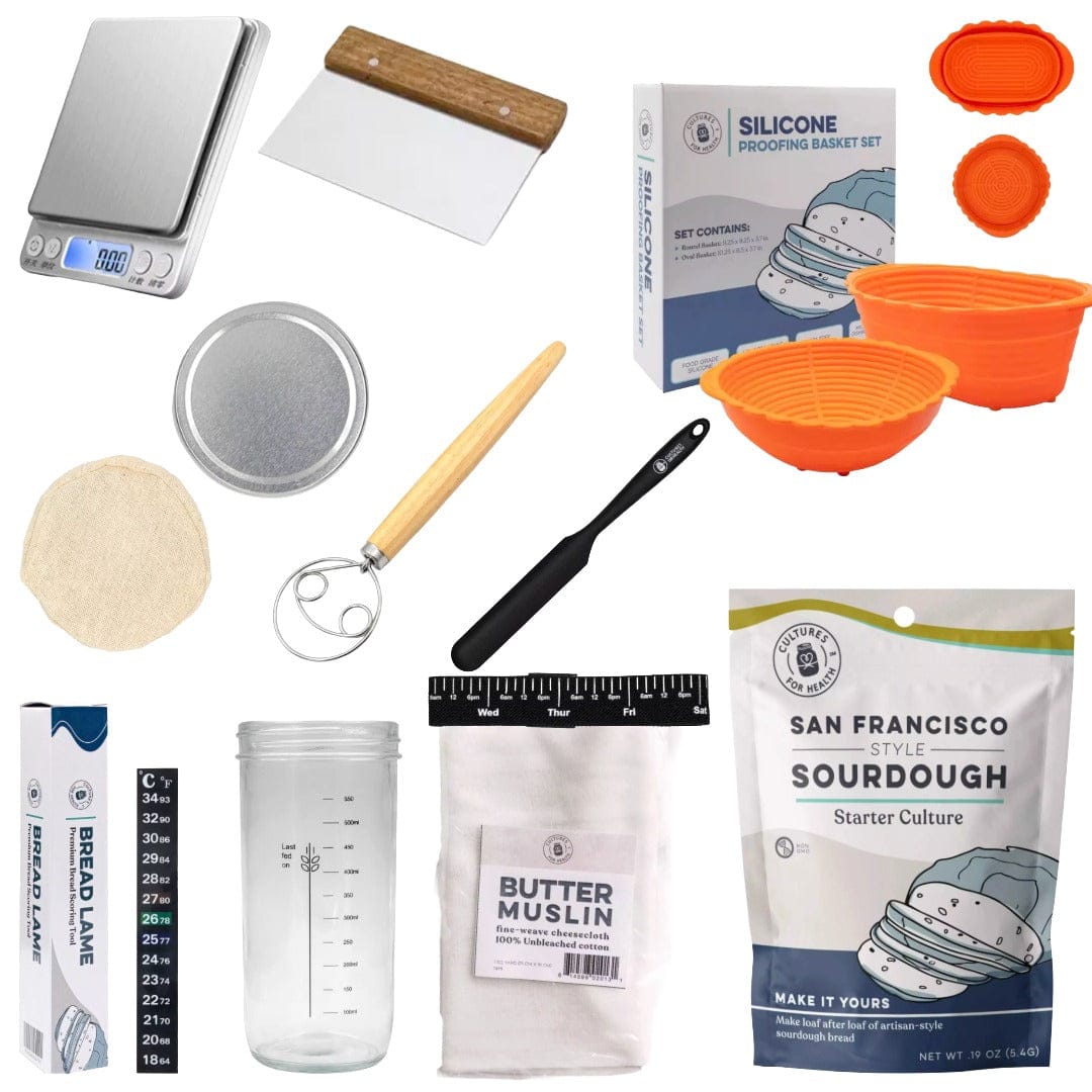 Sourdough Complete Sourdough Starter Bundle - Tools, Jar, Recipes, and Accessories
