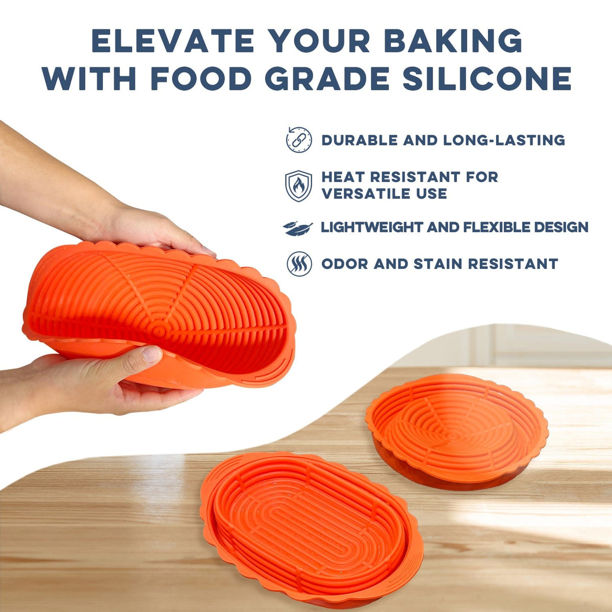 Sourdough Silicone Proofing Basket Set