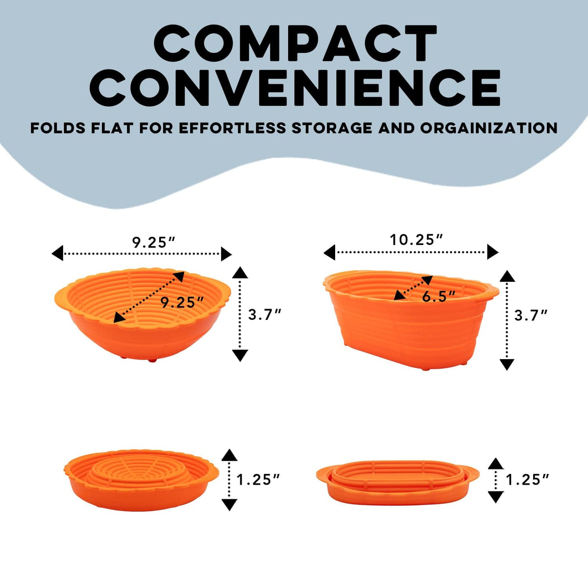 Sourdough Silicone Proofing Basket Set